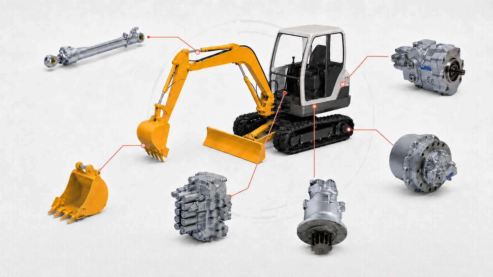 Excavator hydraulic pump parts and repair kit components